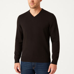 Calvin Klein Gray Vneck Long Sleeve Merino Wool Pullover Classic Sweater Large